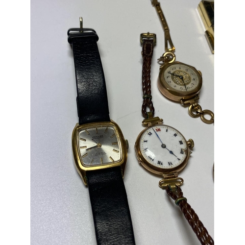 507 - A MIXED LOT OF ITEMS TO INCLUDE THREE LADIES 9CT GOLD CASED WATCHES, FURTHER 'MONTINE' WATCH, VINTAG... 