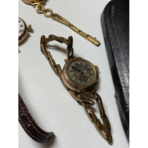 507 - A MIXED LOT OF ITEMS TO INCLUDE THREE LADIES 9CT GOLD CASED WATCHES, FURTHER 'MONTINE' WATCH, VINTAG... 