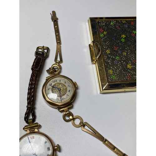 507 - A MIXED LOT OF ITEMS TO INCLUDE THREE LADIES 9CT GOLD CASED WATCHES, FURTHER 'MONTINE' WATCH, VINTAG... 