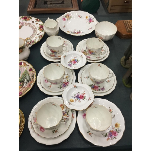 64 - A COLLECTION OF VARIOUS CERAMICS TO INCLUDE ROYAL CROWN DERBY POSIES TRIOS, SUGAR, MILK, CAKE PLATE ... 