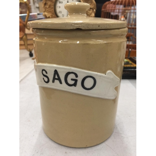 90 - A STONEWARE LIDDED SAGO POT