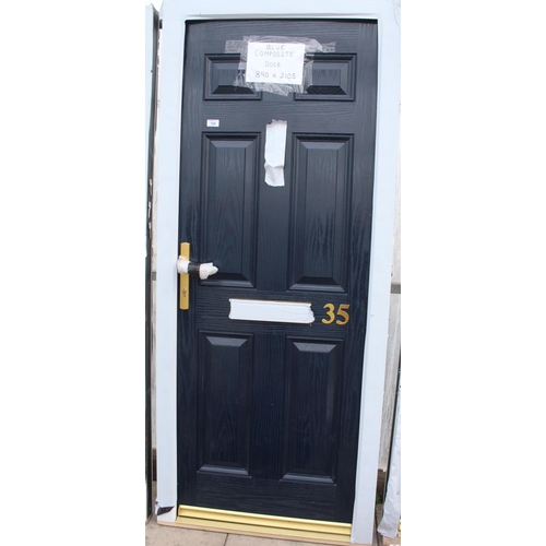 100 - A NEW BLUE COMPOSITE DOOR & FRAME 880 X 2035 MM INCLUDING THE FRAME 3 KEYS NO VAT