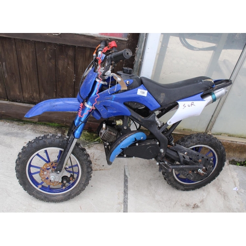 128 - A CHILDS PETROL ENGINE MOTOR CROSS BIKE FOR SPARES AND REPAIRS NO VAT