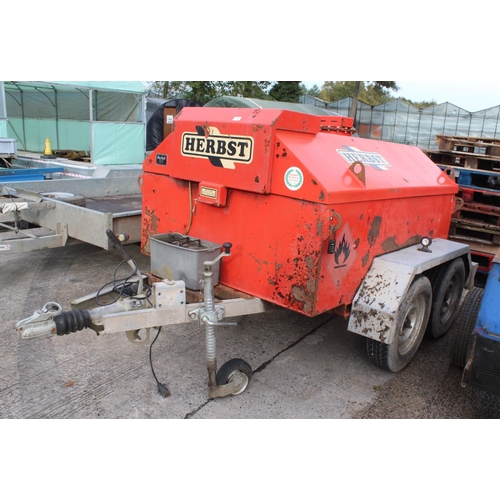 194 - A HERBST 1000 LITRE FUEL BOWSER WITH PUMP +VAT