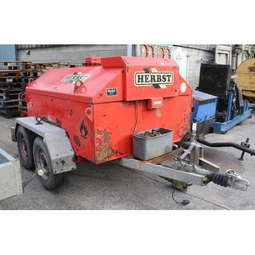 194 - A HERBST 1000 LITRE FUEL BOWSER WITH PUMP +VAT