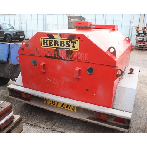 194 - A HERBST 1000 LITRE FUEL BOWSER WITH PUMP +VAT