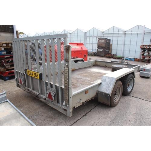 195 - A 12FT INDESPENSION PLANT TRAILER WITH FRONT WINCH FULL RAMP LED LAMPS  +VAT