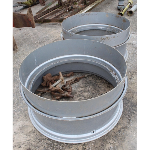 243 - PR DUEL WHEEL RIMS AND 6 CLAMPS  NO VAT