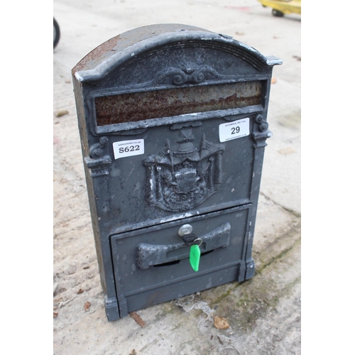 29 - POST BOX AND KEY  NO VAT