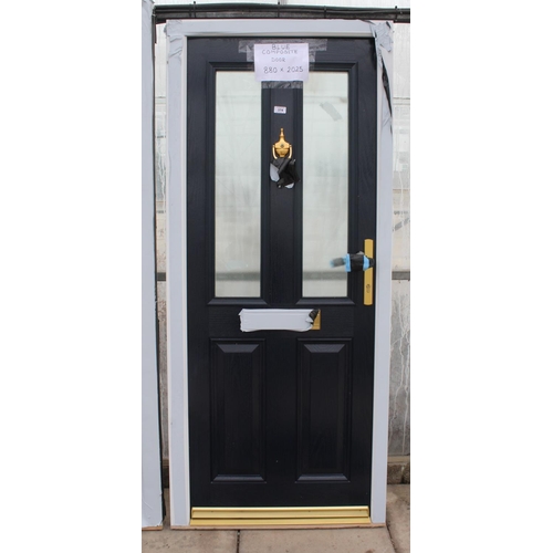 374 - A NEW BLUE COMPOSITE DOOR & FRAME 880 X 2025 MM INCLUDING THE FRAME 3 KEYS NO VAT