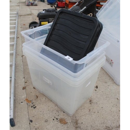 39 - 5 STORAGE BOXES WITH LIDS  NO VAT