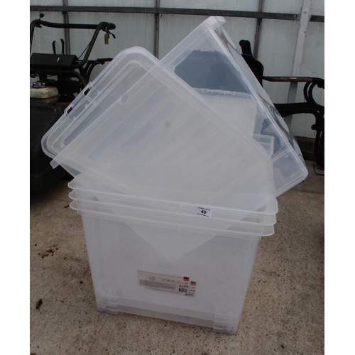 40 - 4 STORAGE BOXES WITH LIDS  NO VAT