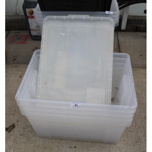 41 - 4 STORAGE BOXES WITH LIDS  NO VAT