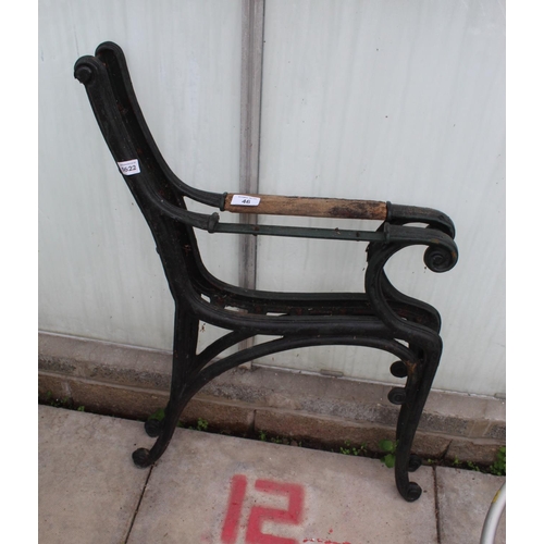 46 - CAST IRON BENCH ENDS  NO VAT