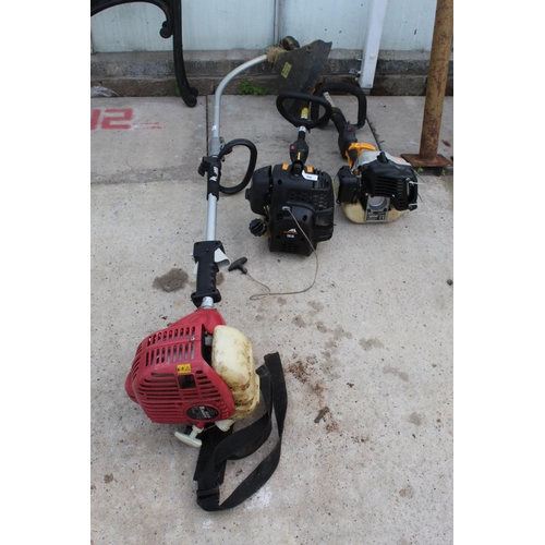 50 - A SOVERIGN PETROL GRASS STRIMMER, A MCCULLOCH STRIMMER BODY AND A RYOBI STRIMMER BODY NO VAT