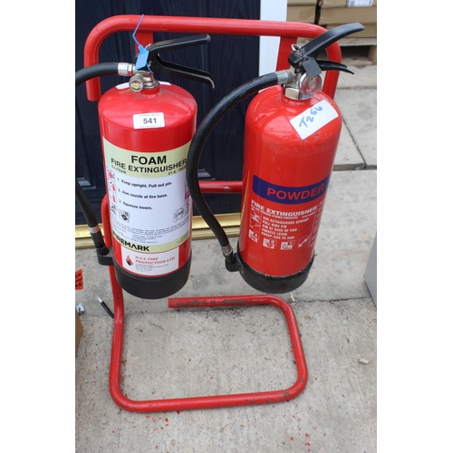 541 - TWO FIRE EXTINGUISHERS ON STAND - NO VAT