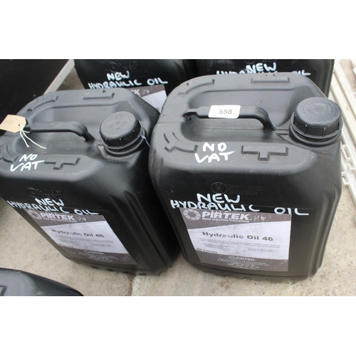 558 - TWO DRUMS HYDRAULIC OIL - 4O L - NO VAT