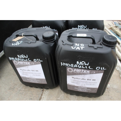 559 - TWO DRUMS HYDRAULIC OIL - 4O L - NO VAT