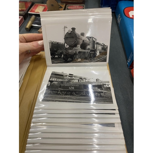 225 - AN ALBUM OF VINTAGE STEAM TRAIN POSTCARDS