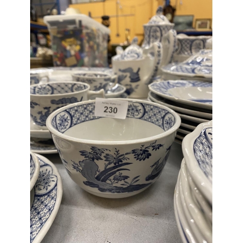 230 - A LARGE QUANTITY OF OLD CHELSEA DINNER WARE TO INCLUDE LIDDED SERVING DISHES, TUREENS, SERVING PLATE... 