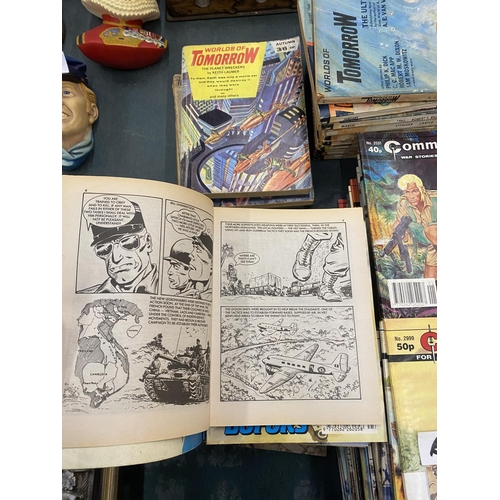 239 - A COLLECTION OF VINTAGE COMMANDO COMICS AND WORLD'S OF TOMORROW