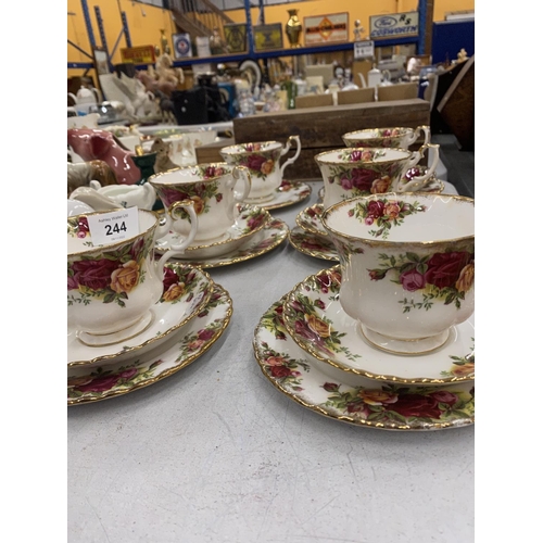 244 - A COLLECTION OF ROYAL ALBERT 'OLD COUNTRY ROSES' CUPS, SAUCERS AND SIDE PLATES - 1ST QUALITY