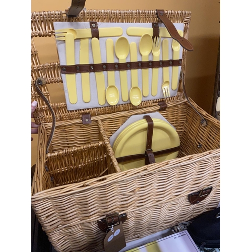 255 - A WICKER PICNIC BASKETS WITH ACCESSORIES