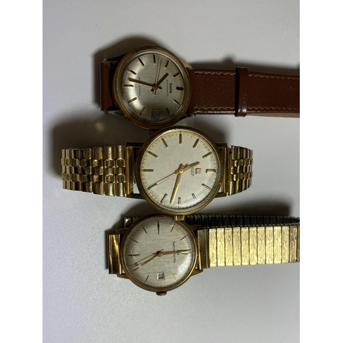 511 - A GROUP OF THREE VINTAGE 19600/1970'S GENTS WATCHES - 'SMITHS' ASTRAL, 'TISSOT' & 'SAGA' AUTOMATIC D... 