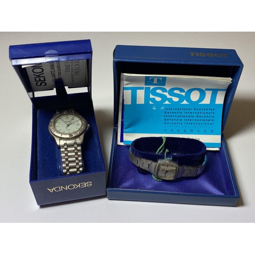 513 - TWO BOXED WATCHES - GENTS 'SEKONDA' DATE WATCH & LADIES 'TISSOT' WATCH