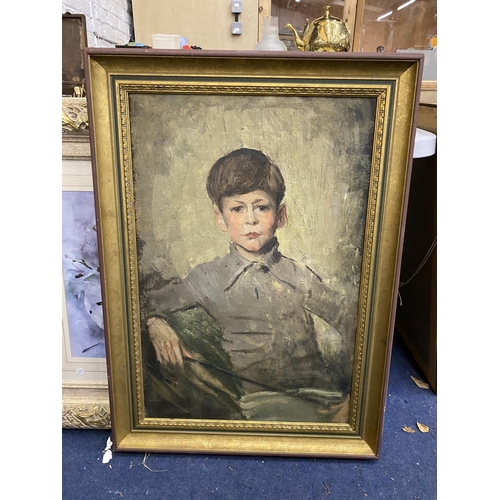 452 - FOLLOWER OF GLYN PHILPOT R.A (1884-1937) - OIL ON CANVAS OF A BOY IN GILT FRAME, NAMED TO REVERSE, 9... 