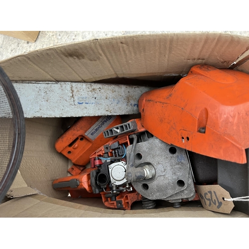 357 - HUSQVANA CHAIN SAW - REPAIRS/RENEWALS - GOOD ENGINE, CHAINSAW HELMET WITH VISA & EAR MUFFS - NO VAT