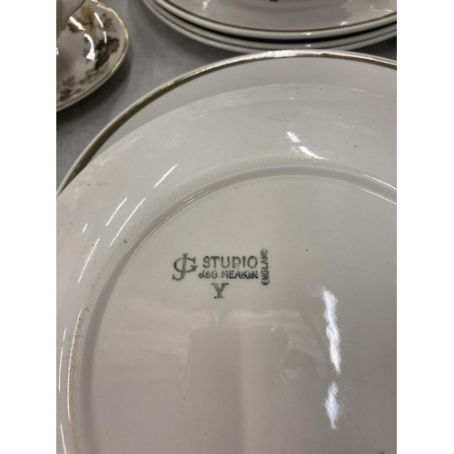 210 - A QUANTITY OF J & G MEAKIN POPPY DINNERWARE (SOME SECONDS) TO INCLUDE PLATES, LIDDED DISH, CUPS AND ... 