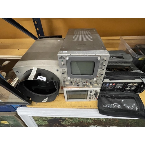 461 - VARIOUS ELECTRONIC ITEMS TO INCLUDE TO INCLUDE A CANON LENS, TWO WAVE FORM MONITORS AND A VINTAGE PA... 