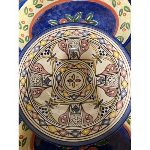 941 - TWO LARGE HANDPAINTED PORTUGUESE PLATTERS PLUS A HANDPAINTED CHARGER