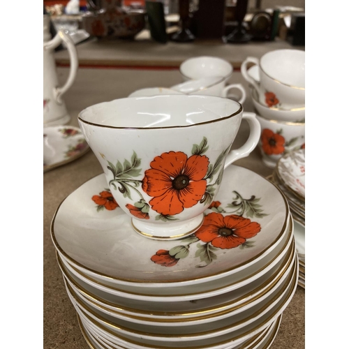 948 - A DAKIN BONE CHINA PART TEASET TOGETHER WITH CROWN TRENT STAFFORDSHIRE ENGLAND CUPS AND SAUCERS