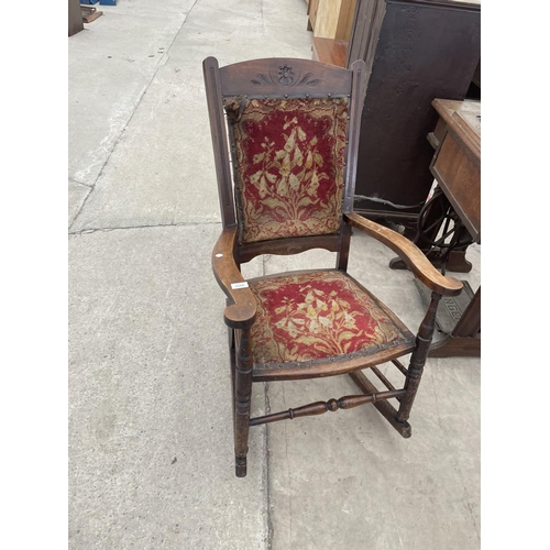 2668 - A VICTORIAN BEECH ROCKING CHAIR