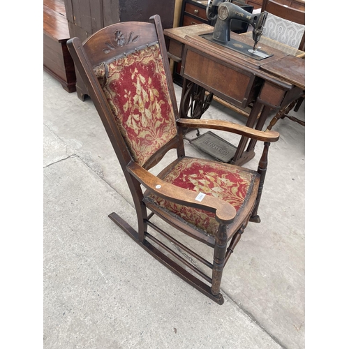 2668 - A VICTORIAN BEECH ROCKING CHAIR