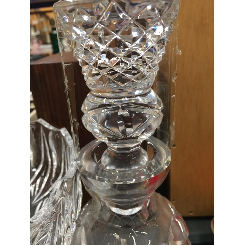 134 - TWO PIECES OF CUTGLASS CRYSTAL TO INCLUDE A DECANTER AND A COMPORT