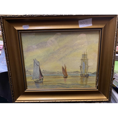 359 - A VINTAGE MARITIME WATERCOLOUR SIGNED J COOPER 34CM X 29CM