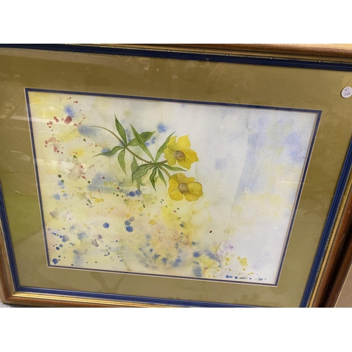 455 - TWO FRAMED WATERCOLOURS OF FLOWERS, ONE INDISTINCTLY SIGNED