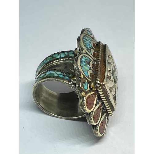 528 - A LARGE SILVER NAVAJO STYLE RING