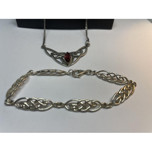 533 - A MACKINTOSH SILVER BRACELET AND A NECKLACE WITH PENDANT IN A PRESENTATION BOX