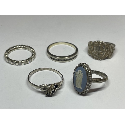 567 - FIVE VARIOUS MARKED SILVER RINGS