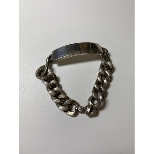 631 - A HEAVY WHITE METAL IDENTITY BRACELET