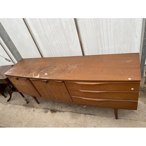 A RETRO TEAK 'BEAUTILITY' SIDEBOARD WITH THREE DRAWERS AND TWO ...