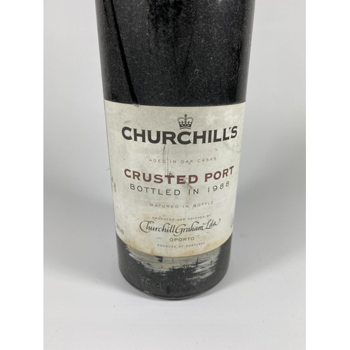 318 - 1 X 75CL BOTTLE - CHURCHILL'S CRUSTED 1988 VINTAGE PORT