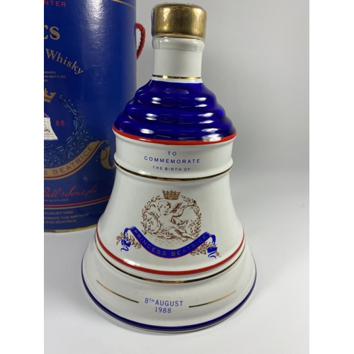 338 - 1 X BOXED BOTTLE - BELL'S OLD SCOTCH WHISKY 1988 PRINCESS BEATRICE ROYAL DECANTER WHISKY