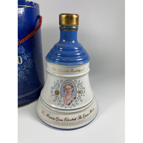 339 - 1 X BOXED BOTTLE - BELL'S 1990 QUEEN MOTHER WHISKY (NO BOX LID)