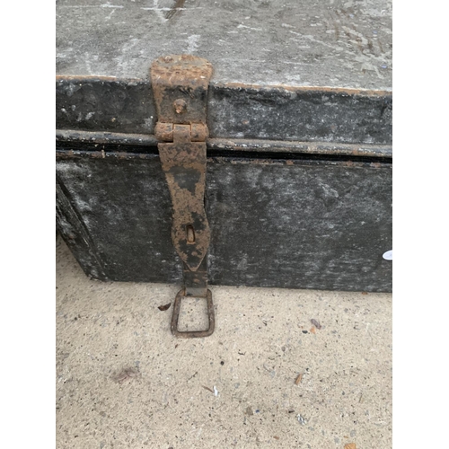 1210 - A VINTAGE METAL TRAVEL TRUNK  BEARING THE LABEL 'CITADEL WORKSHOPS EGYPTIAN ARMY'