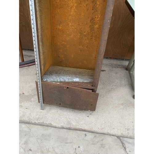 1214 - A VINTAGE GALVANISED WATER TROUGH PLANTER (L:187CM W:50CM D:38CM)